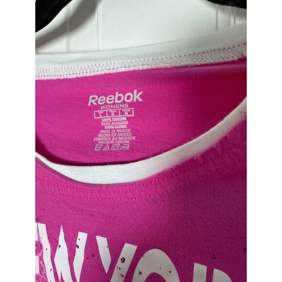 Reebok Womens Cotton Pink & White New York Giants LS Shirt Size L Breast Cancer - Picture 5 of 8